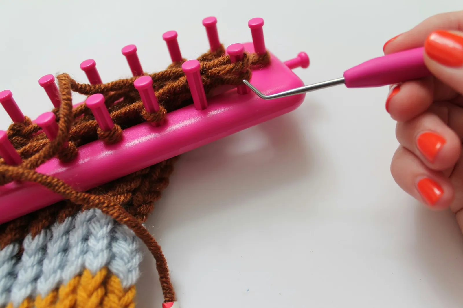 Binding off of the loom.