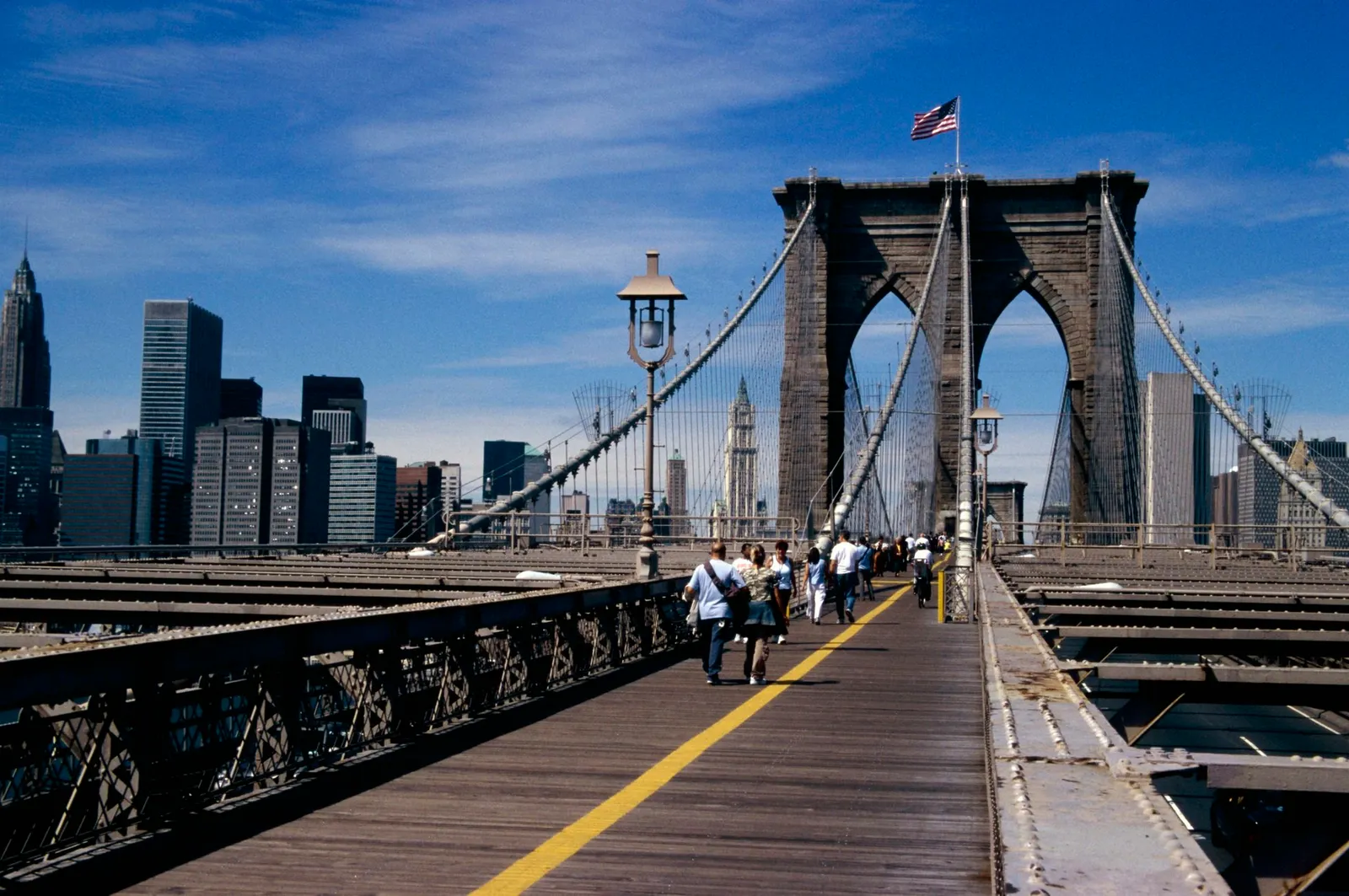 Pedestrians on the Brooklyn Bridge