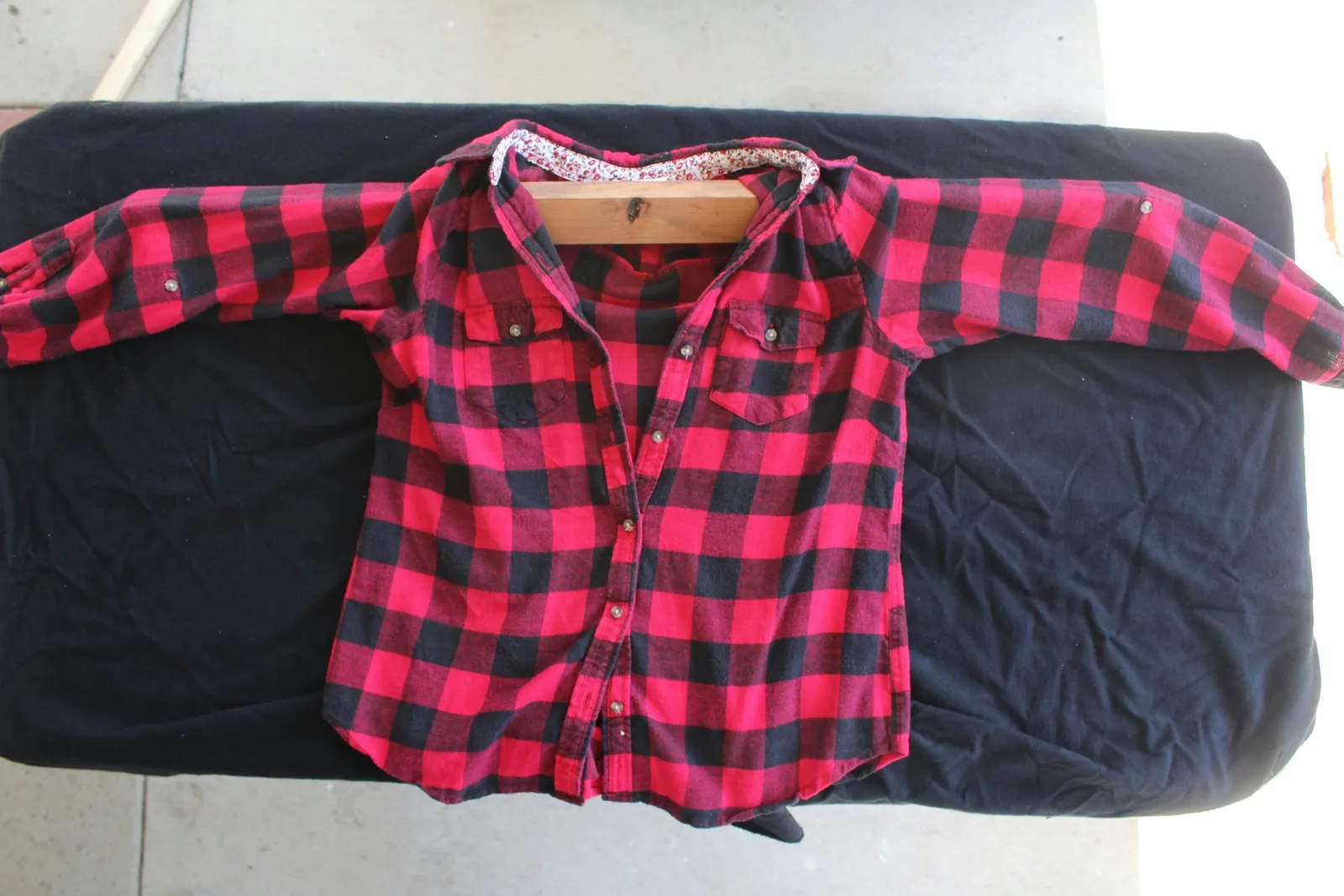 Wood placed inside the shirt