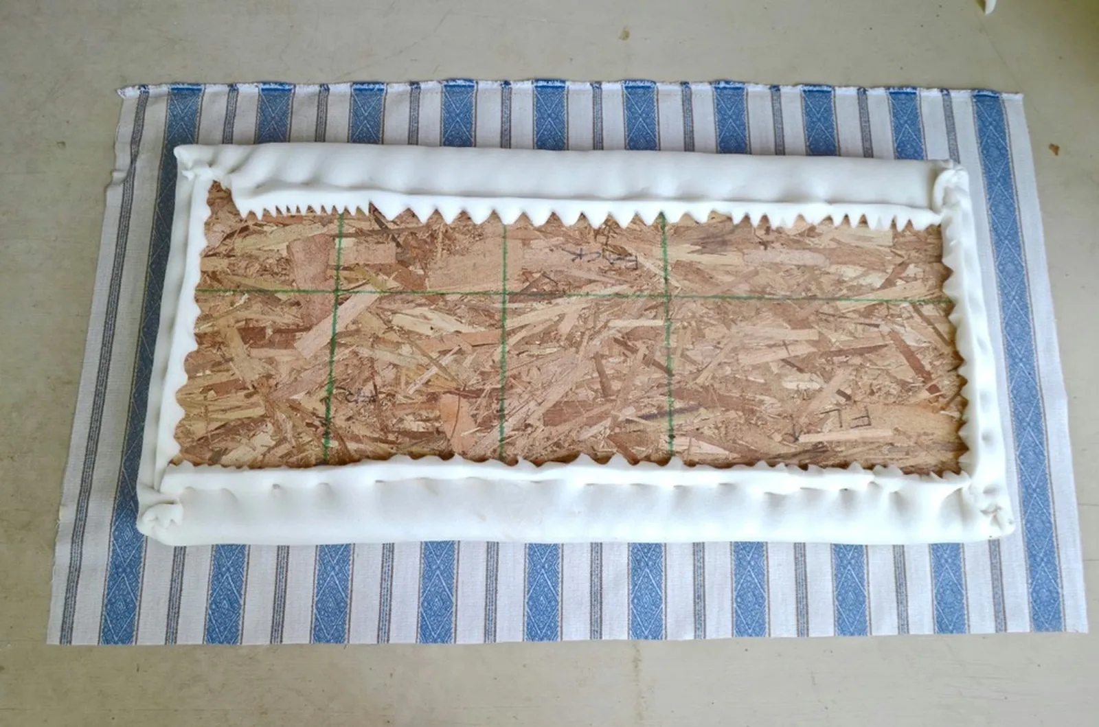lay out fabric for upholstered seat