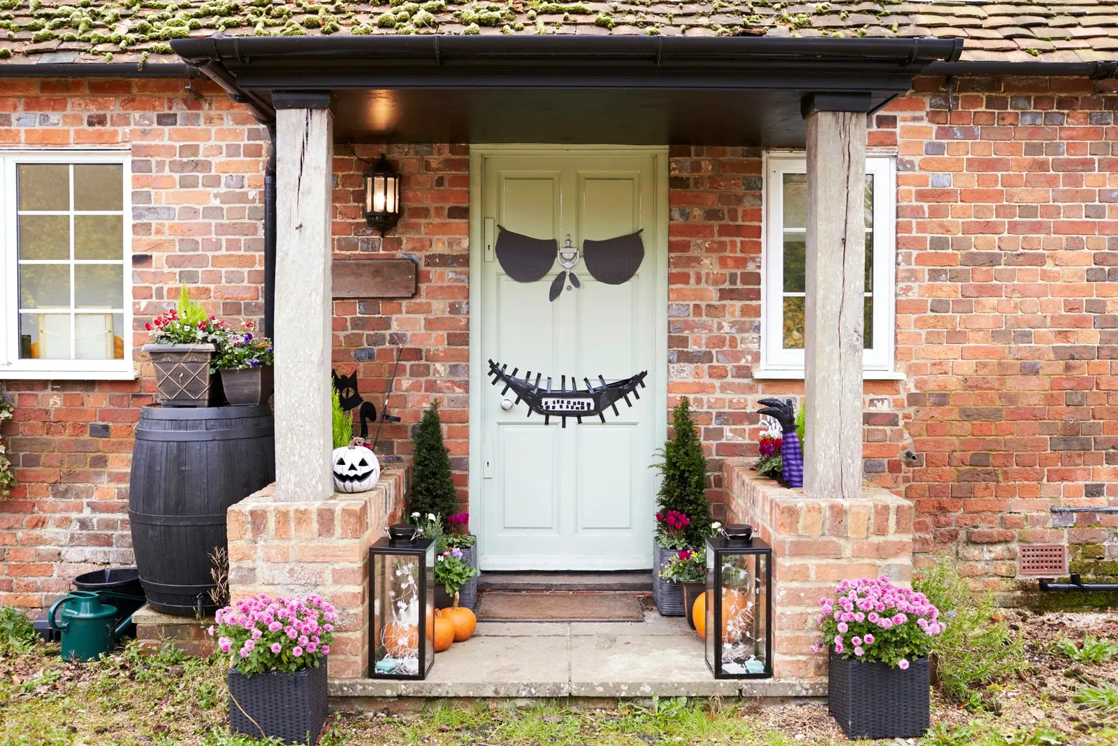 Door Of House Decorated For Halloween Trick Or Treating