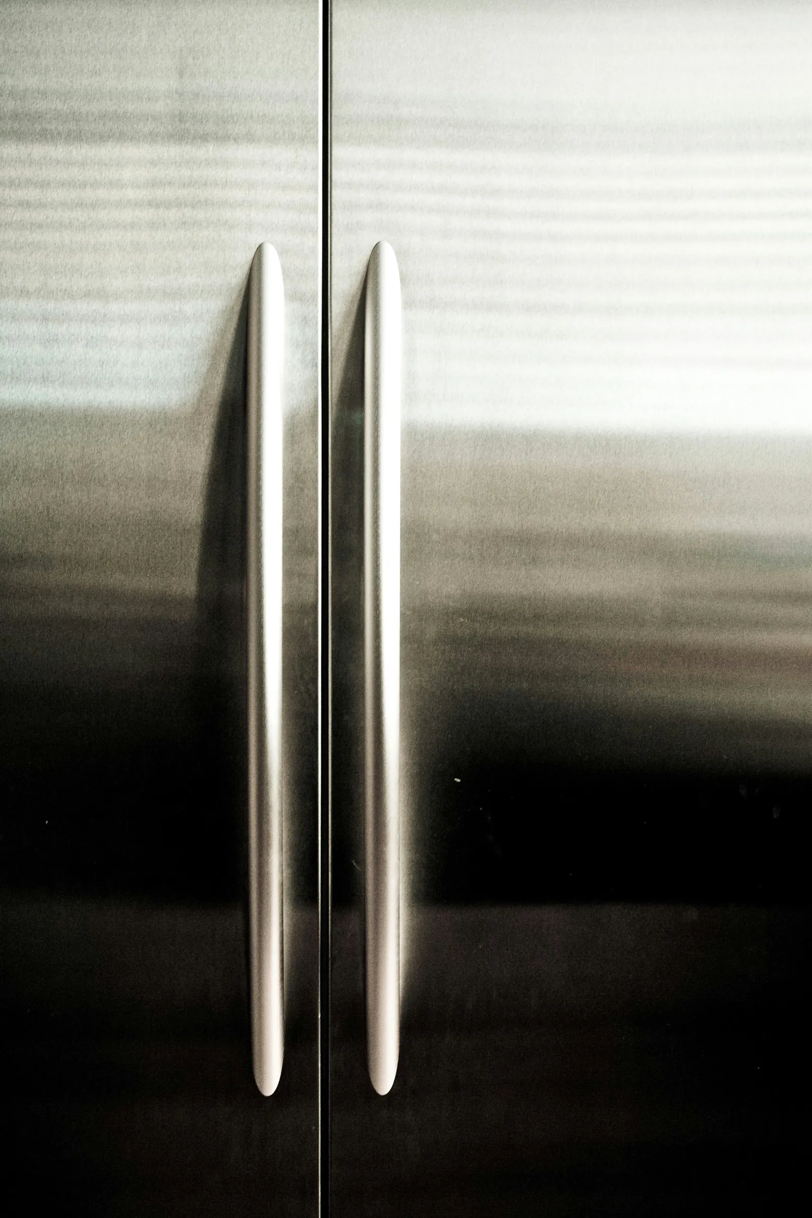 Doors on stainless steel refrigerator