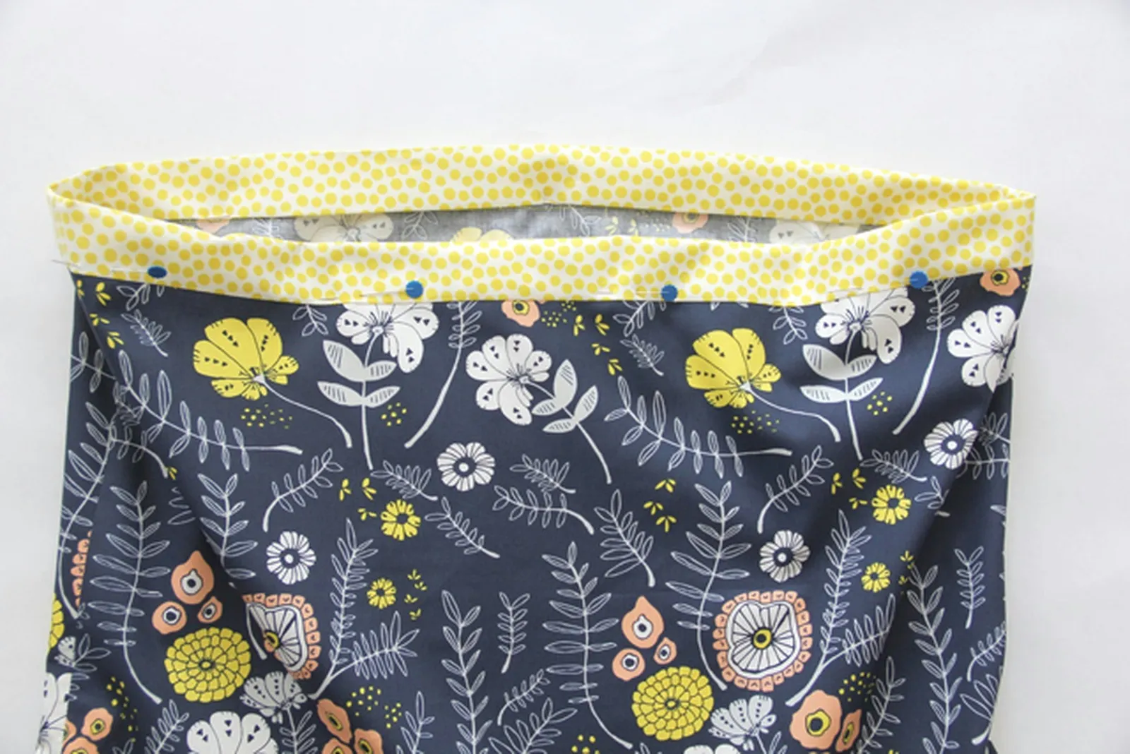 Fold waistband towards inside, pin and sew.
