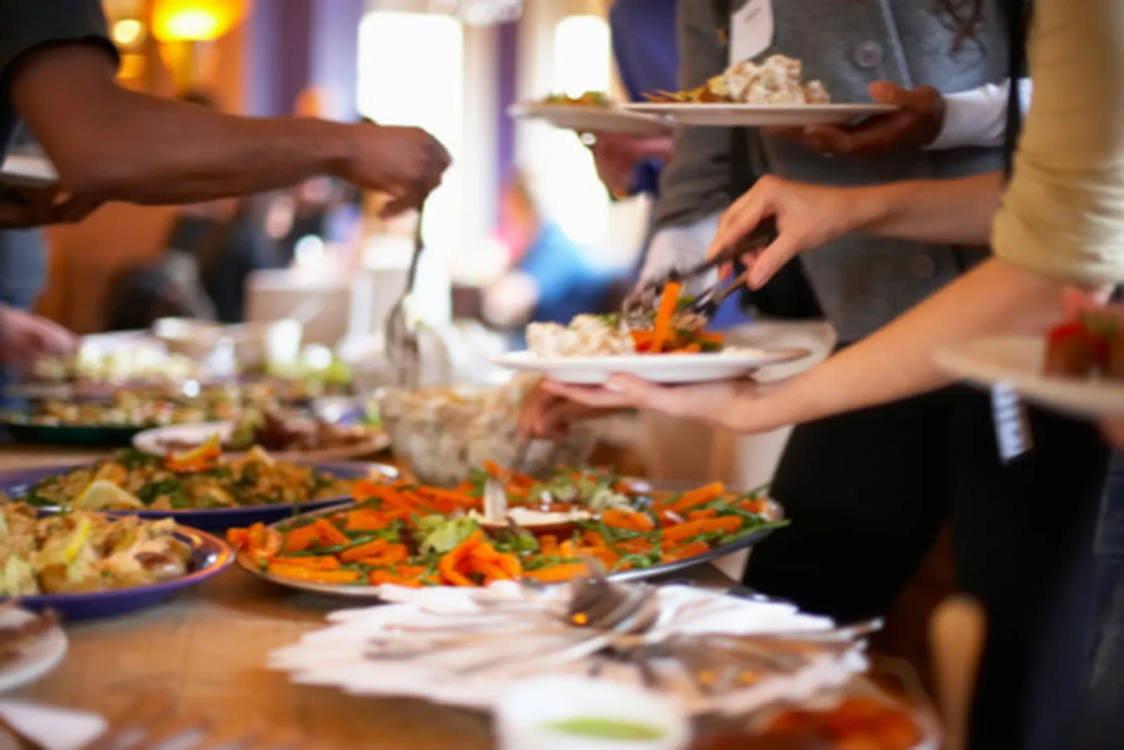 Self-serve buffet tables are convenient for entertaining large groups.
