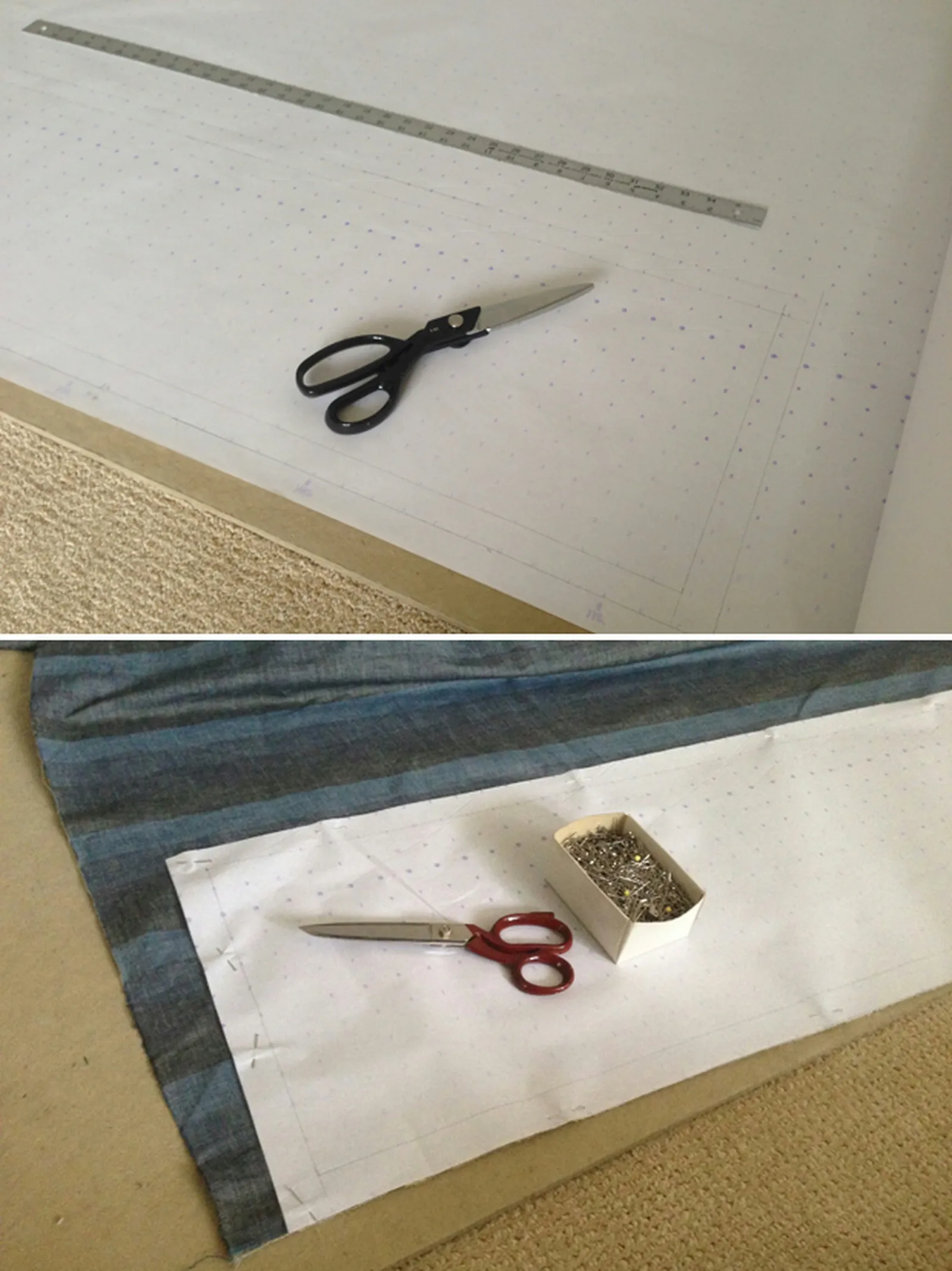 Cut out your pattern and pin to the fabric.
