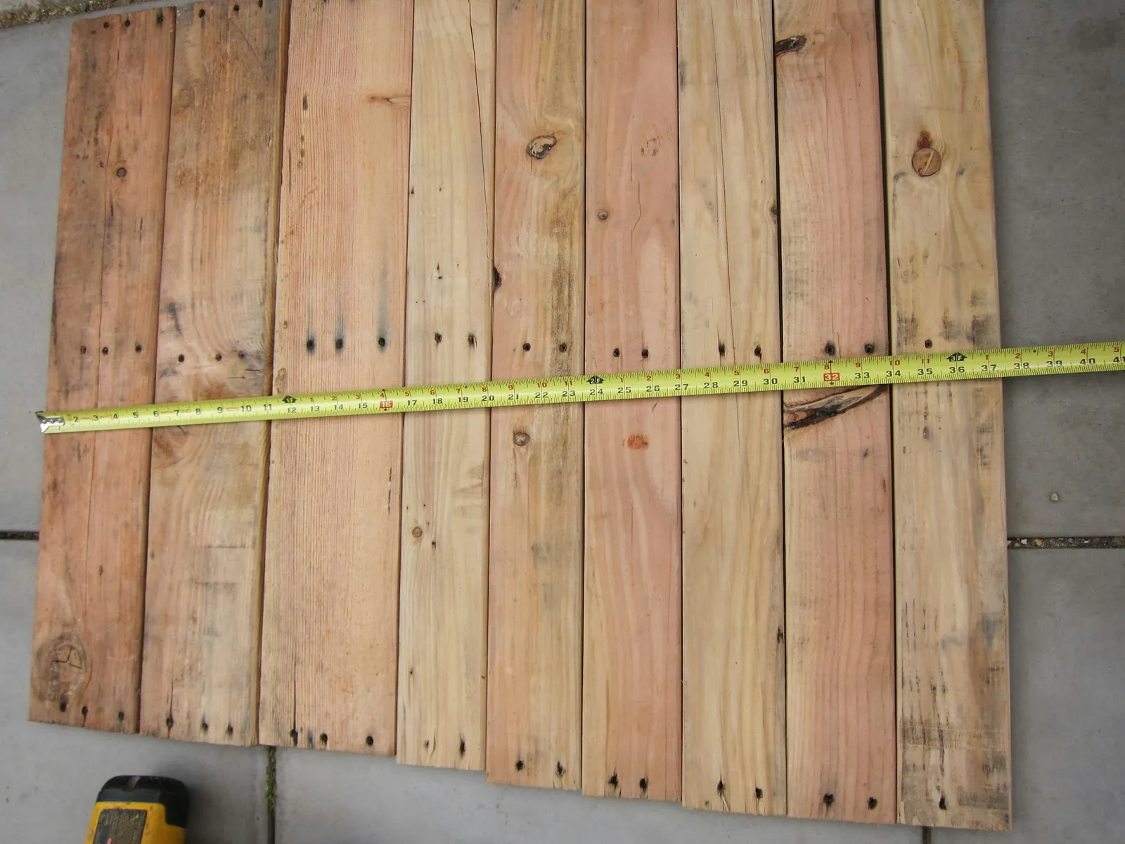 Laying boards next to each other