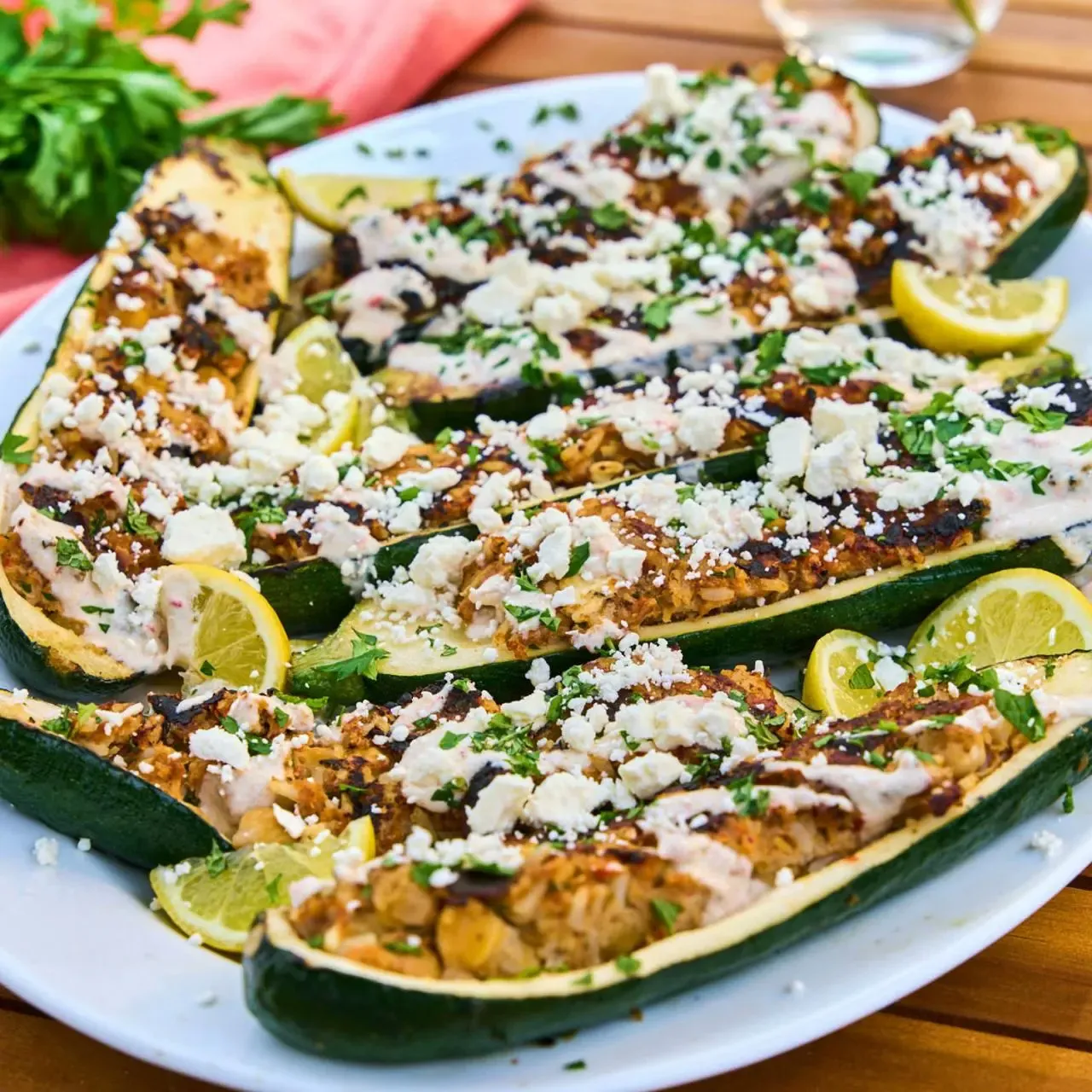 Grilled Ground Turkey Zucchini Boats