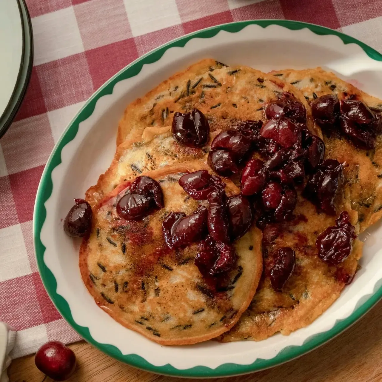 Wild Rice Pancakes with Cherry Compote