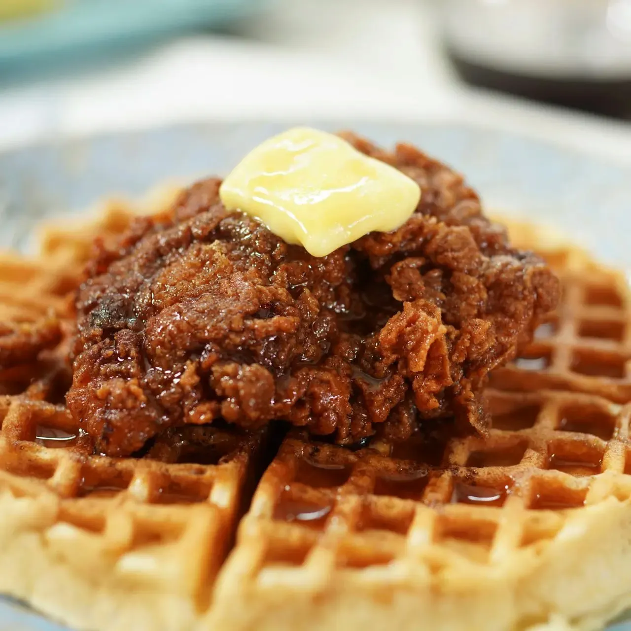 Chicken and Waffles with Grape Jelly Syrup Infusion
