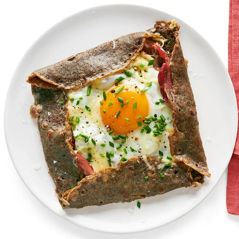 Buckwheat Crepes With Ham and Cheese