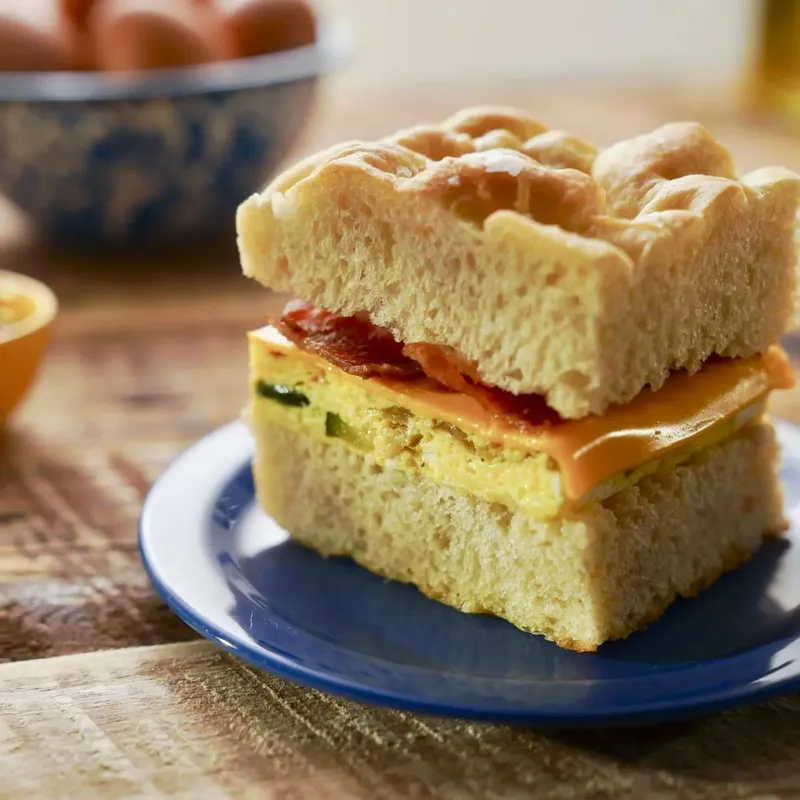 Bacon Frittata Focaccia Sandwiches