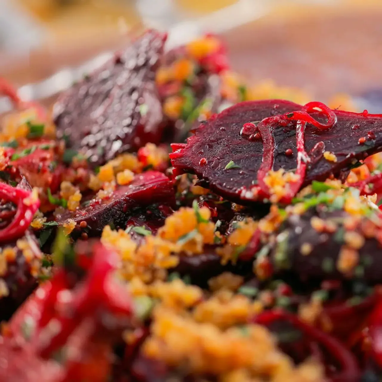 Marinated Beets with Charred Onion Crema
