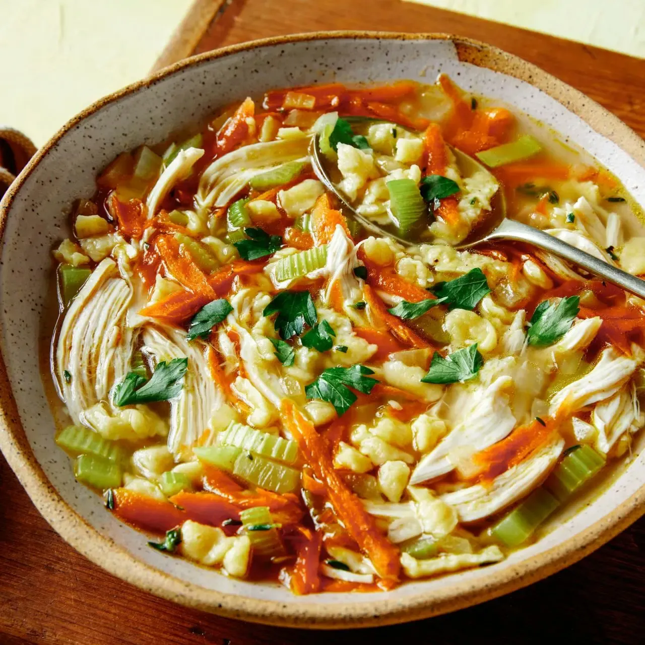 Grated Pasta Chicken Soup