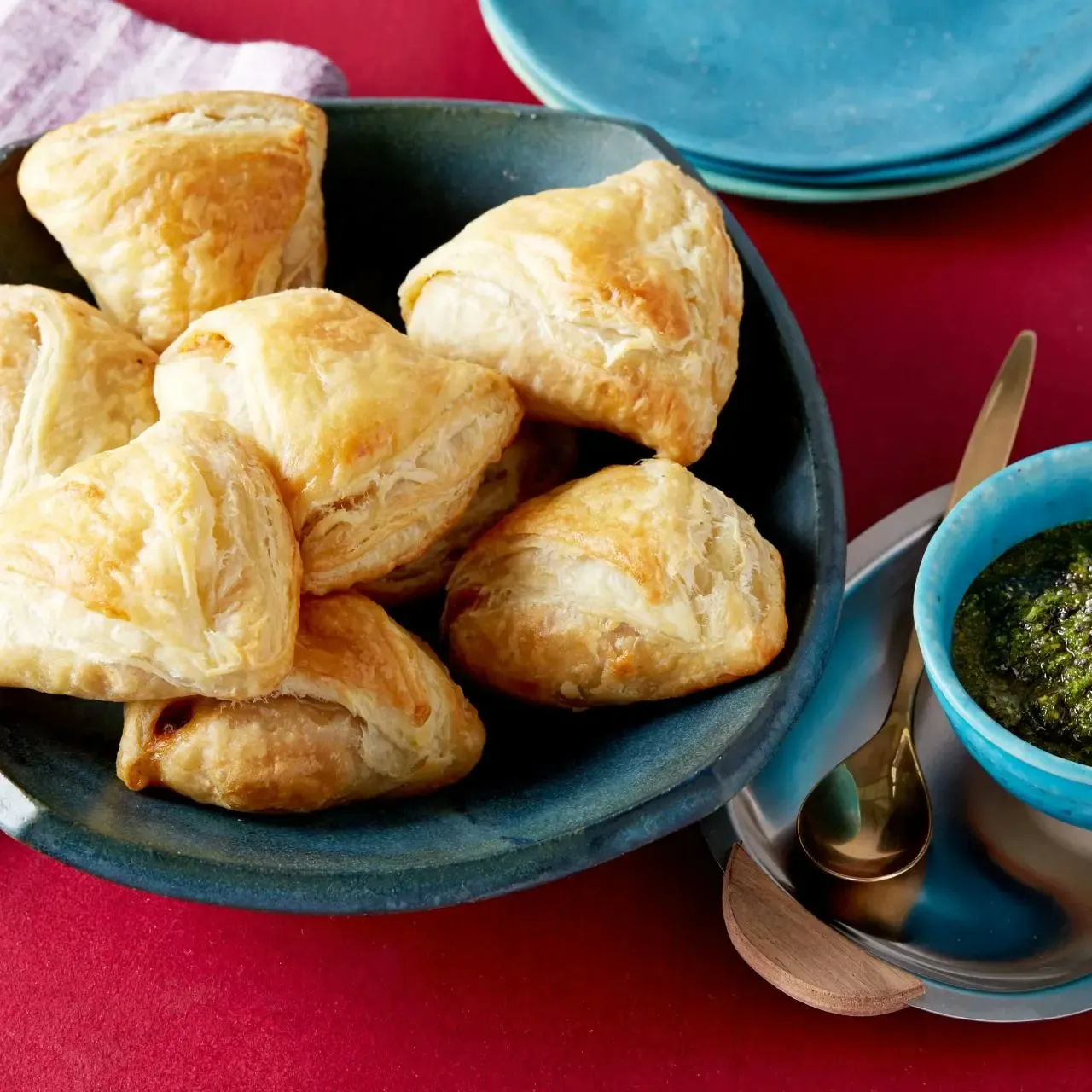 Baked Samosas with Mint Chutney