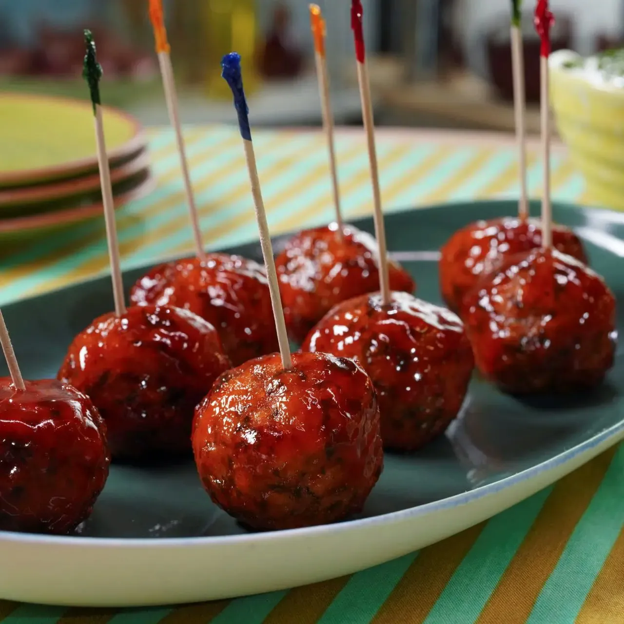Sunny's Buffalo Chicken Meatballs with Ranchy Blue Dipping Sauce