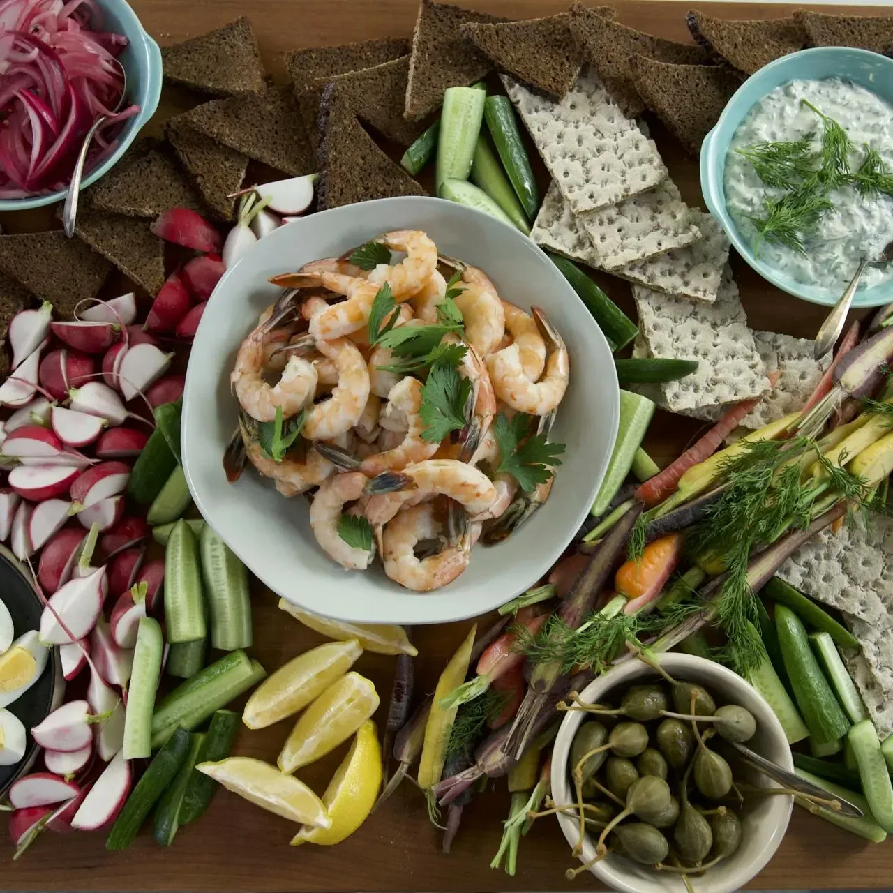Scandinavian Board with Poached Shrimp