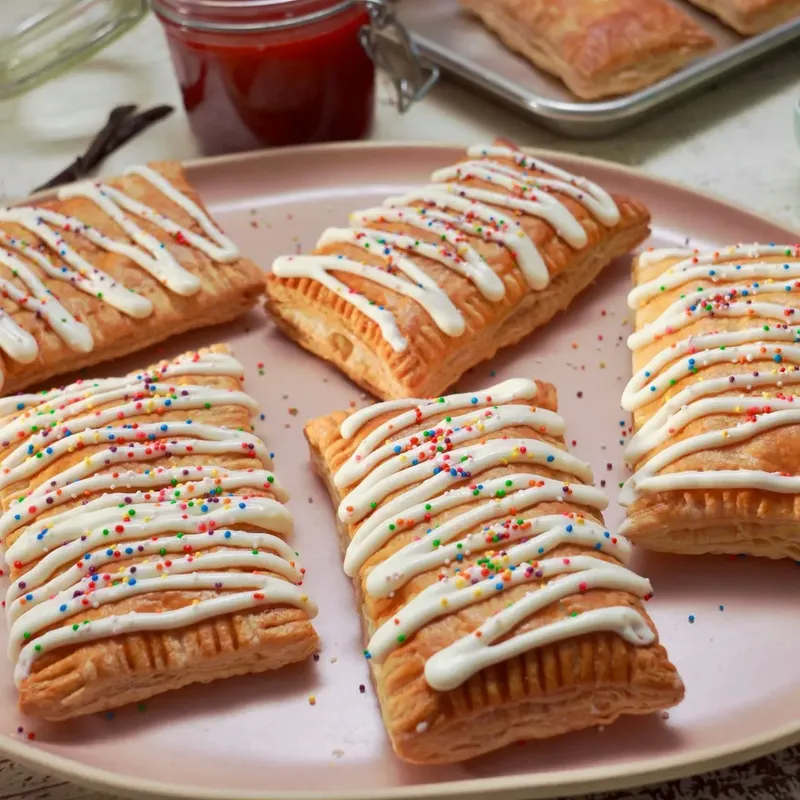Strawberry-Vanilla Bean Pastry Pockets with Cream Cheese Glaze