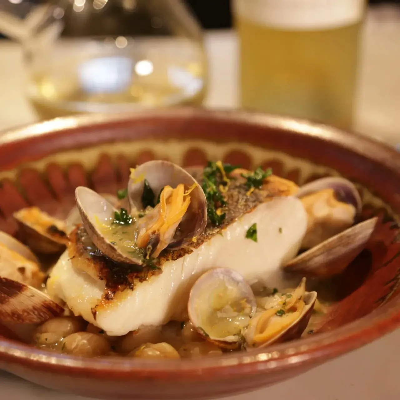 Halibut a la Vasco con Albuias en Salsa Verde (Basque-Style Halibut with White Beans and Herb Sauce)